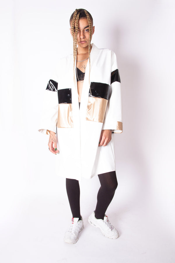 Vintage Reworked PVC Kimono-Style Jacket - The Black Market