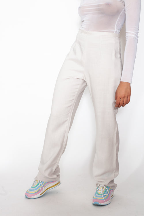 Vintage 80s Off White High Waist Work Trousers
