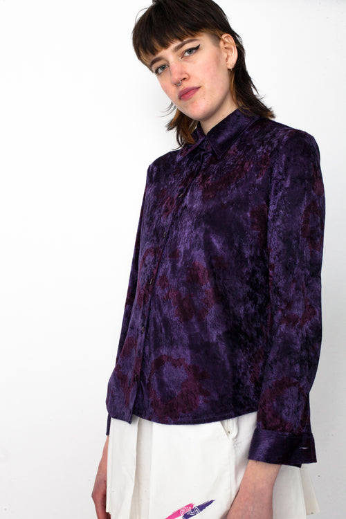 Vintage 90s Purple Pattern Velvet Shirt