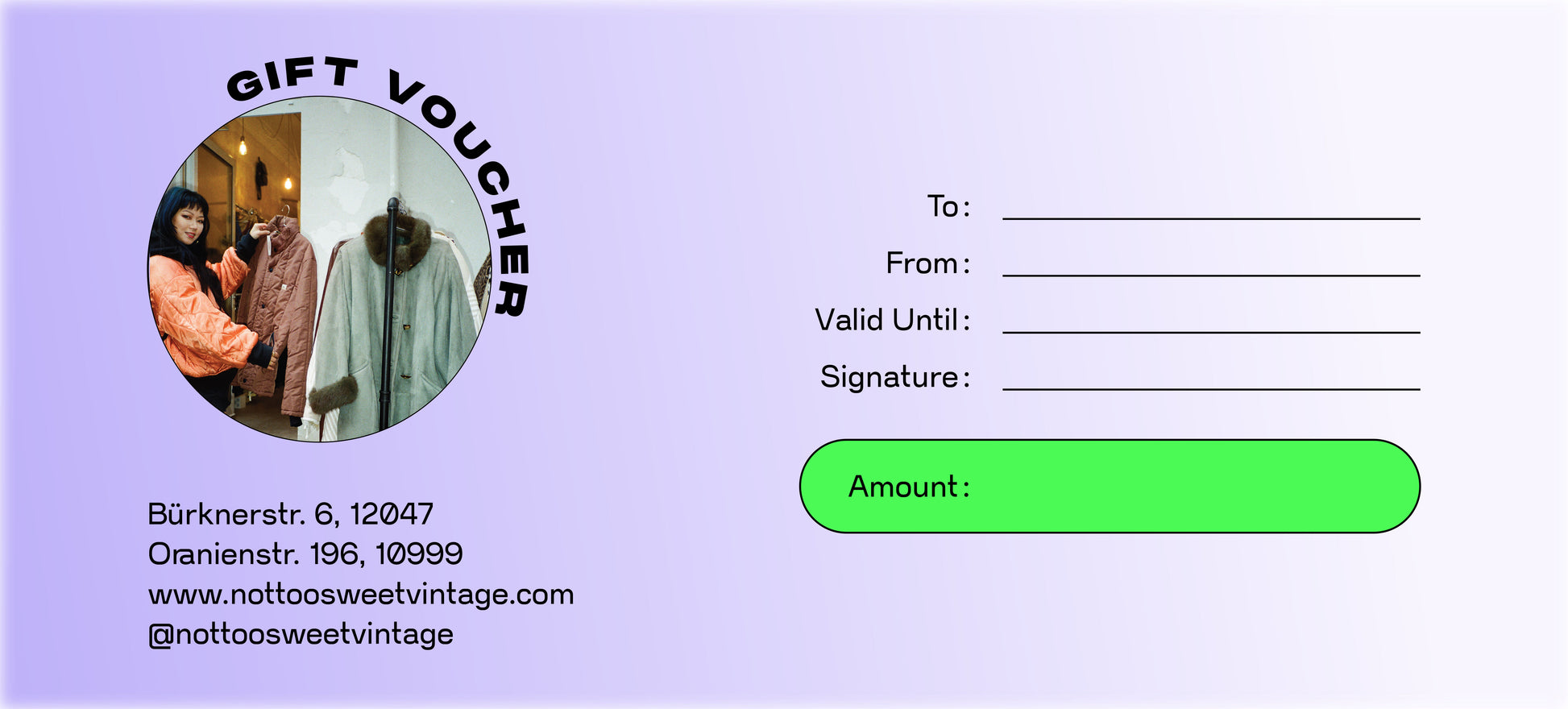 Not Too Sweet Gift Voucher - The Black Market