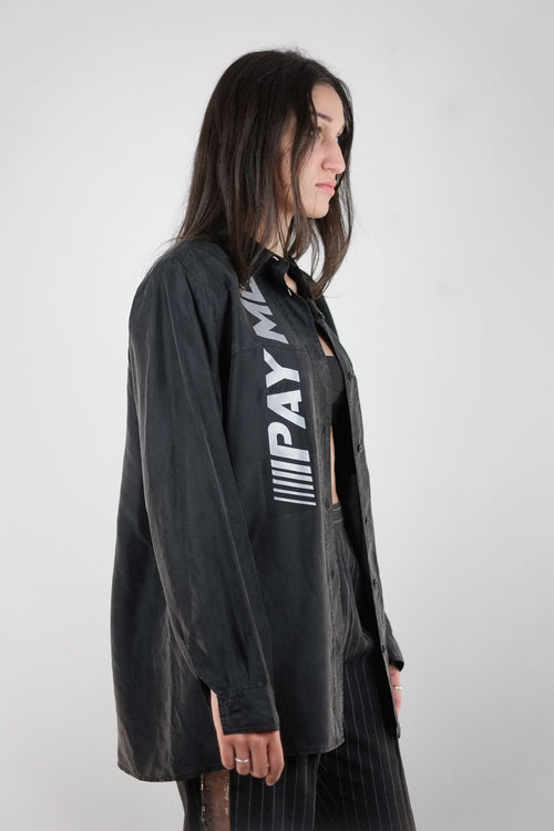 Vintage Reworked Reflective 'PAY ME' Silk Shirt