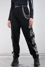 Vintage Reworked Reflective Pay Me Black Trousers