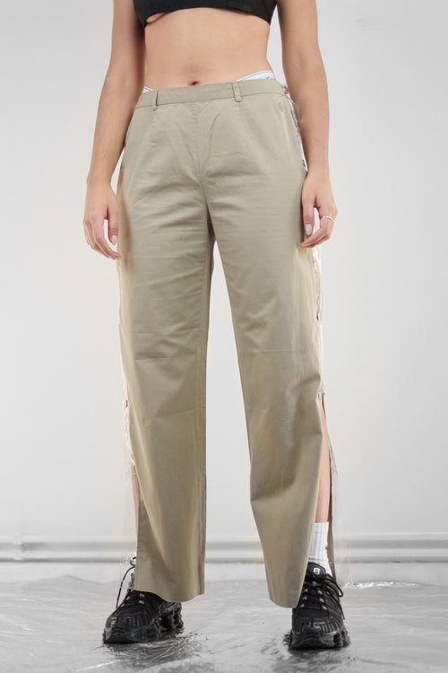 Vintage Reworked Beige Poppers Trousers
