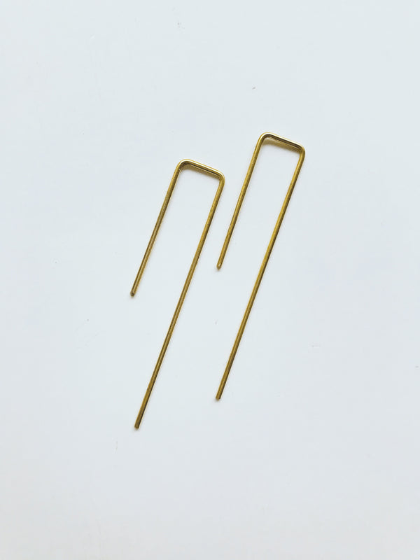 FINE LINE Brass Earrings by Pulva - The Black Market