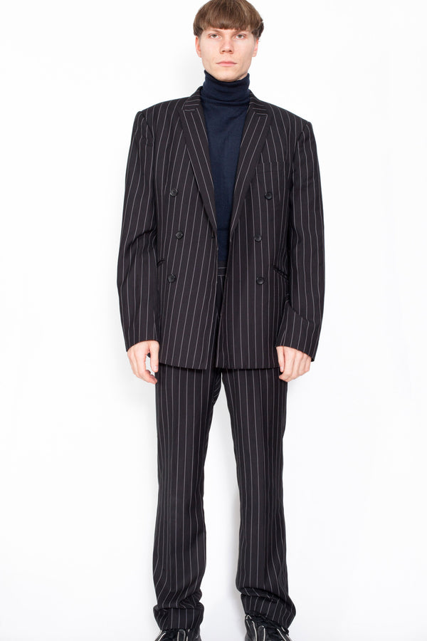 Vintage 80s Pinstripe Blazer & Trousers Suit - The Black Market