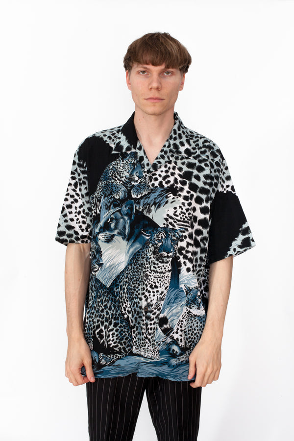 Vintage 90s Leopard & Lion Animal Print Shirt - The Black Market