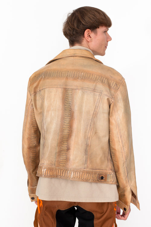 Vintage 80s Snakeskin Print Leather Jacket