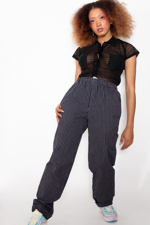 Vintage 90s Striped Work Trousers - The Black Market
