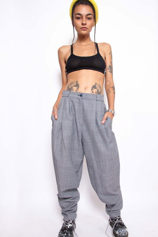 Vintage 90s Check Work Trousers - The Black Market