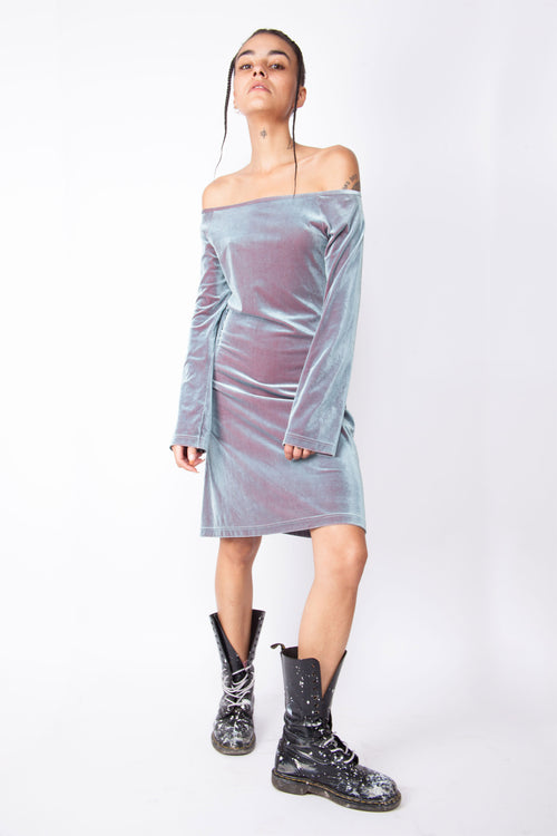 Vintage Y2K Onyx Hologram Velvet Dress