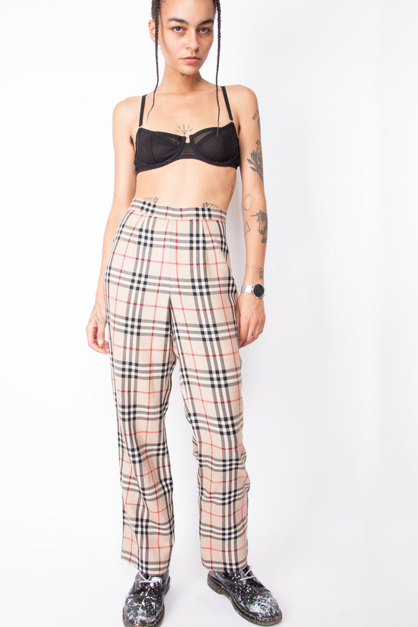 Vintage 90s Burberry-like Check Trousers - The Black Market