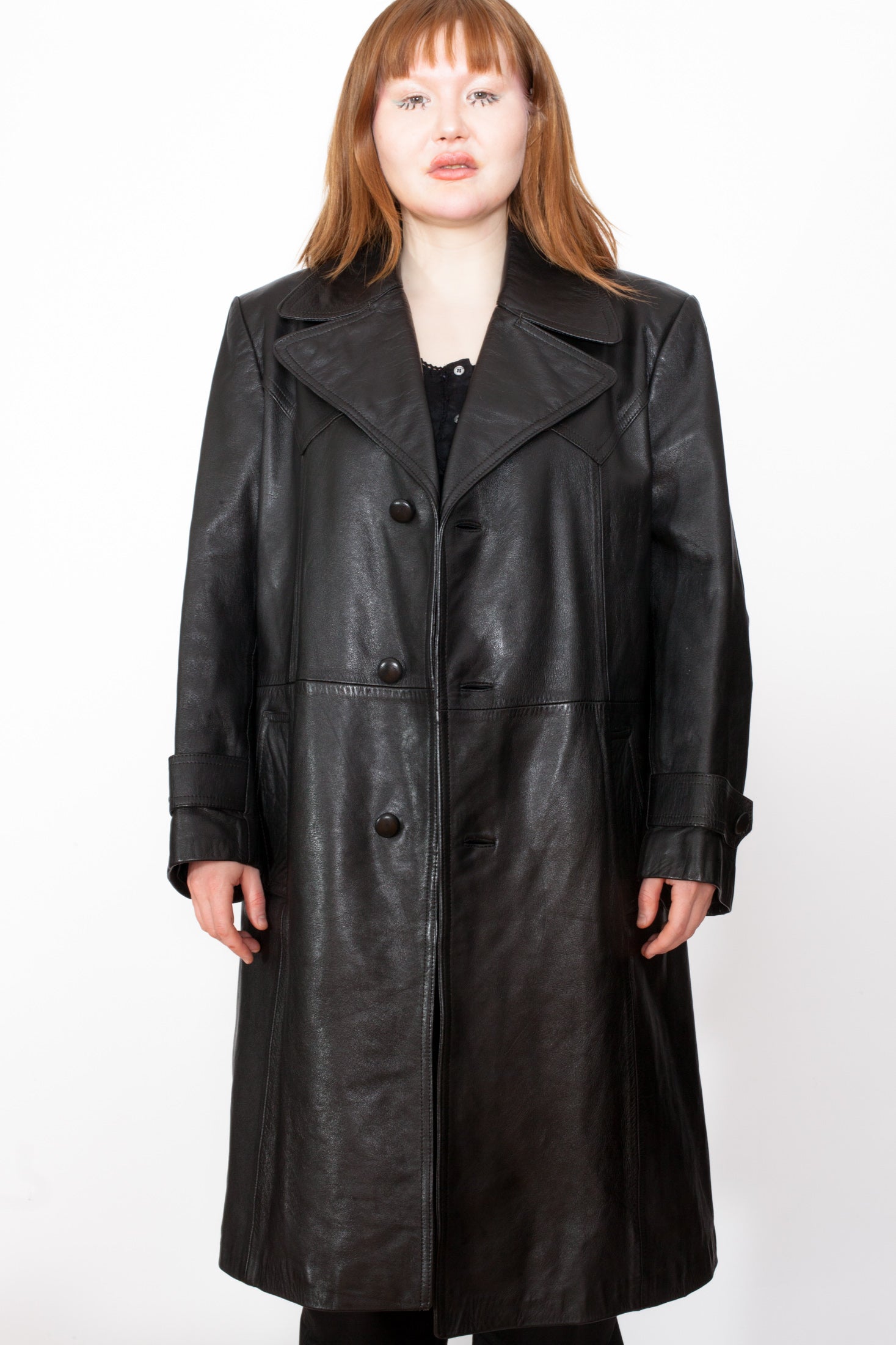 vintage leather long coat