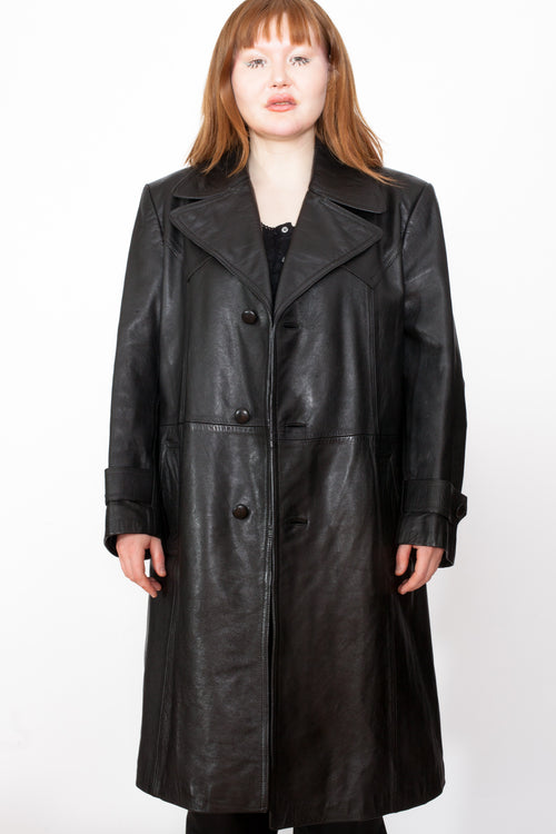 Vintage 80s Leather Trench Coat