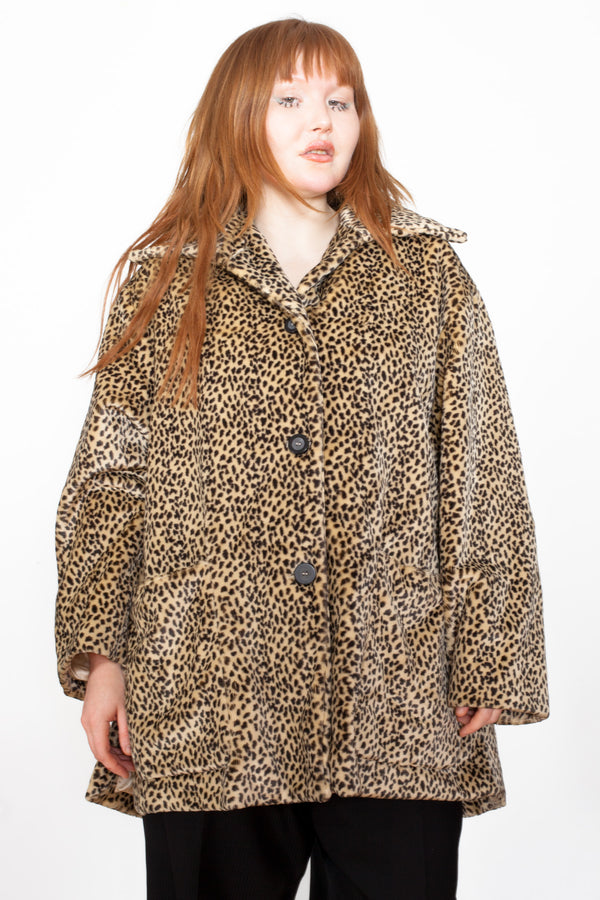 Vintage 90s Leopard Print Faux Fur Jacket - The Black Market