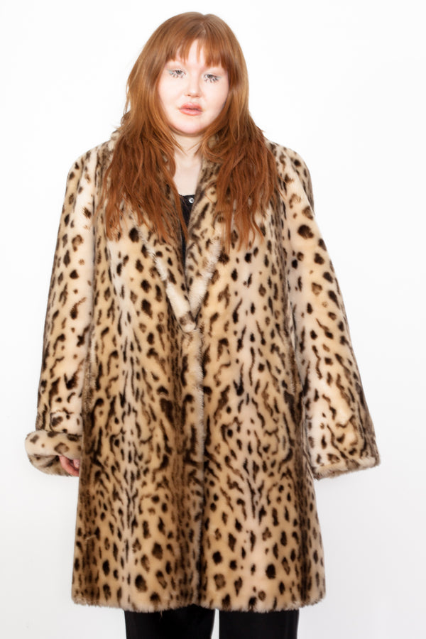 Vintage 90s Leopard Print Faux Fur Coat - The Black Market