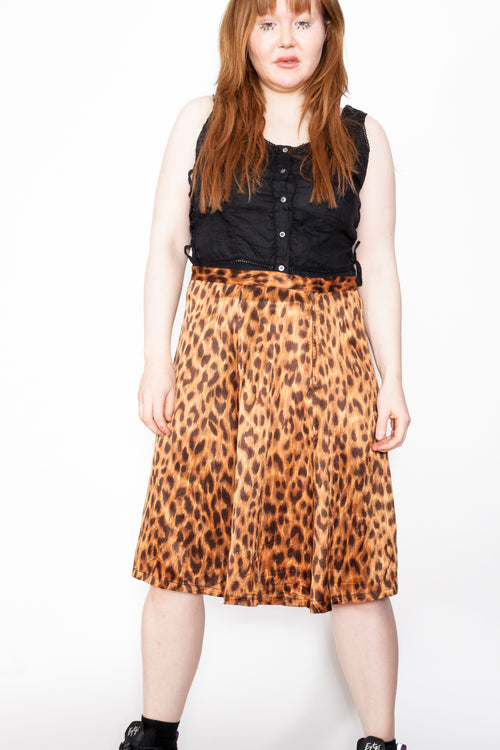 Vintage 90s Moschino Leopard Print Skirt