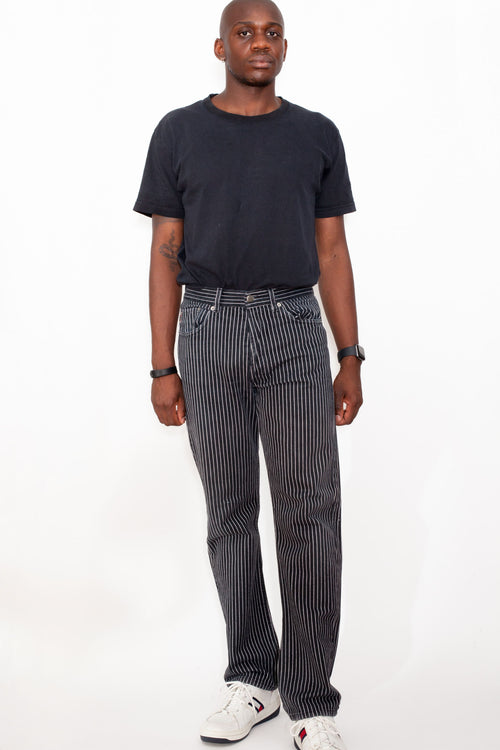 Vintage 90s Striped Black Jeans