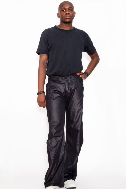 Vintage 90s Emporio Armani Black Shiny Trousers