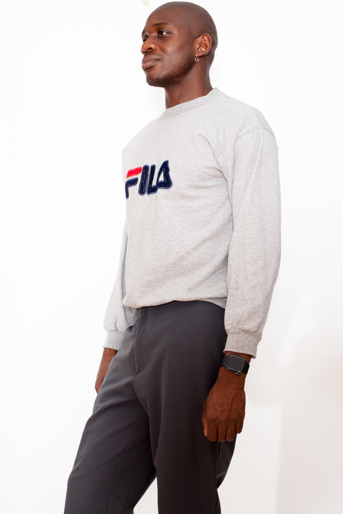 Vintage 90s Fila Big Logo Grey Sweatshirt