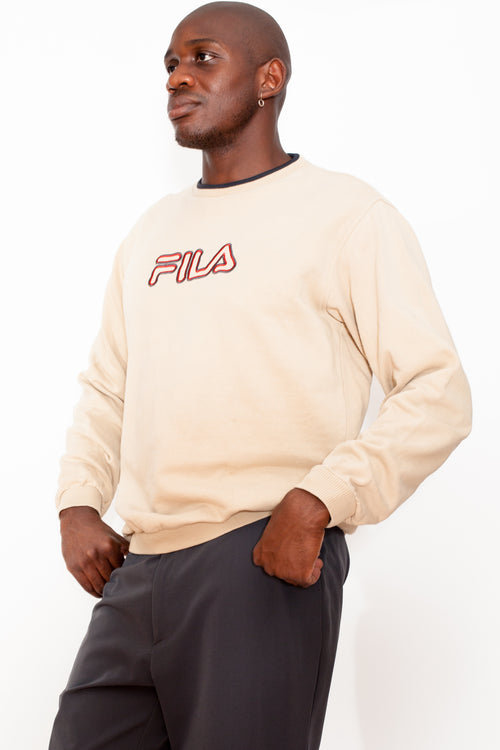 Vintage 90s Fila Big Logo Beige Sweatshirt