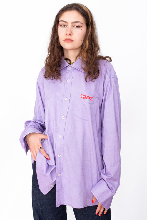Reworked Robyn Purple Button-Up Shirt by ESTERE