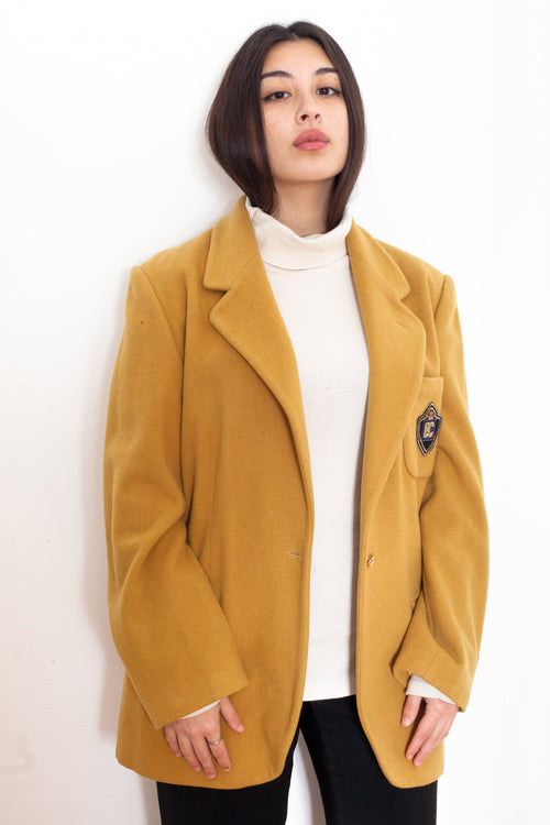 Vintage 80s Mustard Wool Blazer Jacket