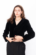Vintage 80s Black Velvet Crop Jacket