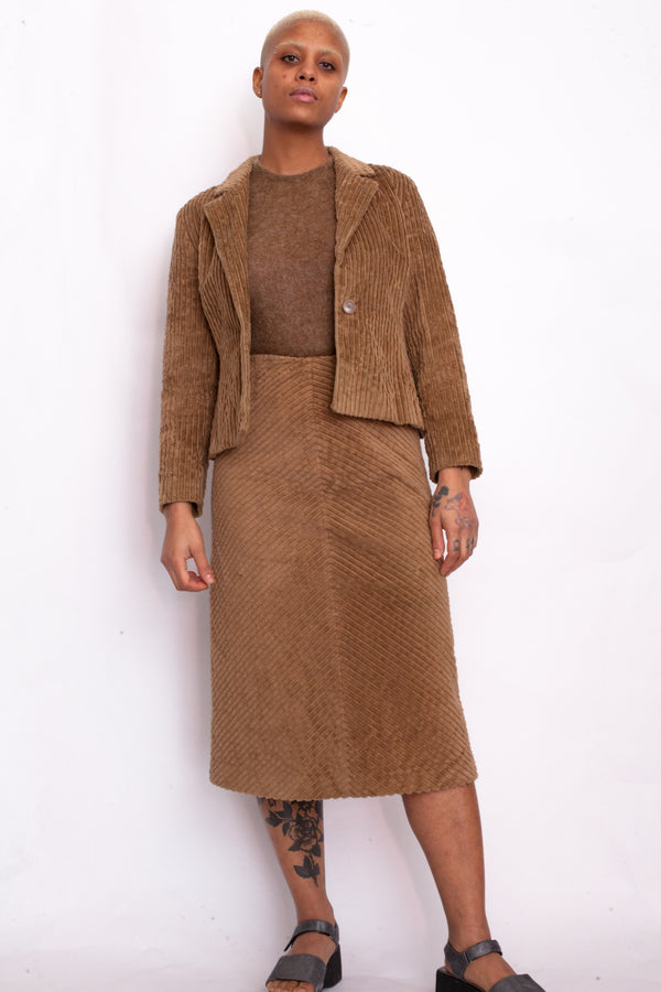 Max&Co. Brown Corduroy Jacket & Skirt Suit