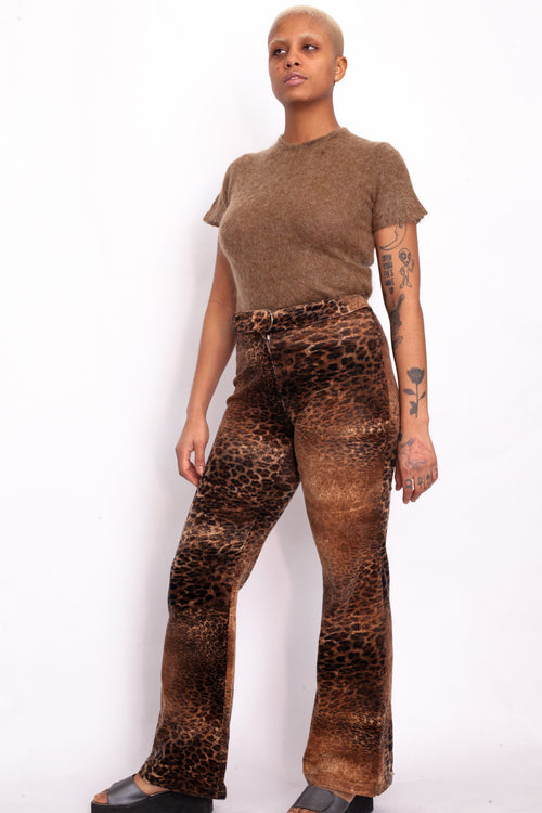 Vintage 90s Leopard Print Corduroy Trousers