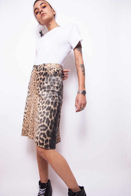 Vintage 90s Just Cavalli Leopard Print Pencil Skirt