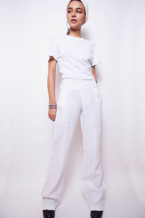 Vintage 90s Max & Co. White Linen Trousers