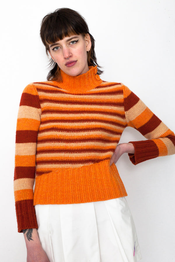 MAX&Co. Striped Orange Wool Sweater