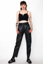 Vintage 90s Black High Waist Leather Trousers