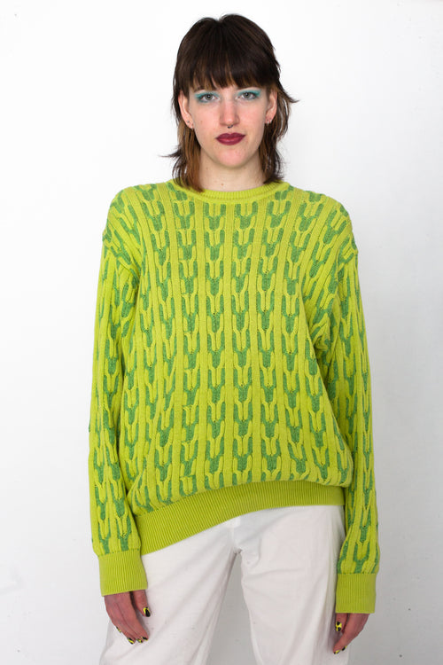 Vintage 90s Green Cable Knit Sweater