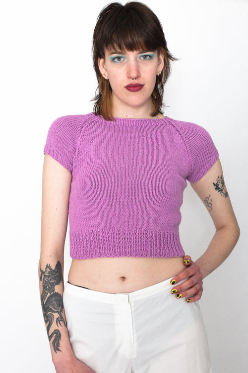 Y2K Purple Knit Crop Top