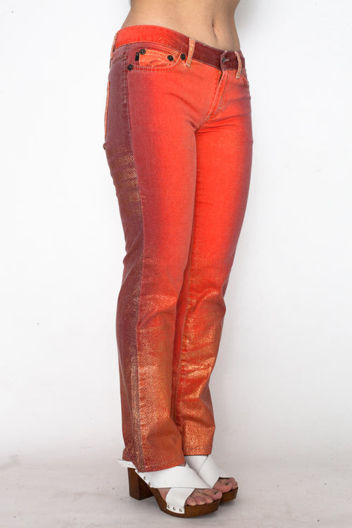 Y2K Just Cavalli Peach & Gold Low Waist Trousers