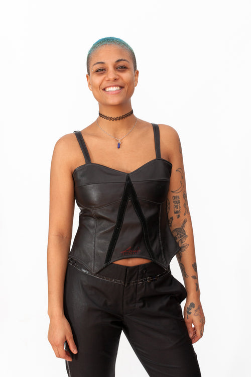 Vintage 90s Leather Strap Top