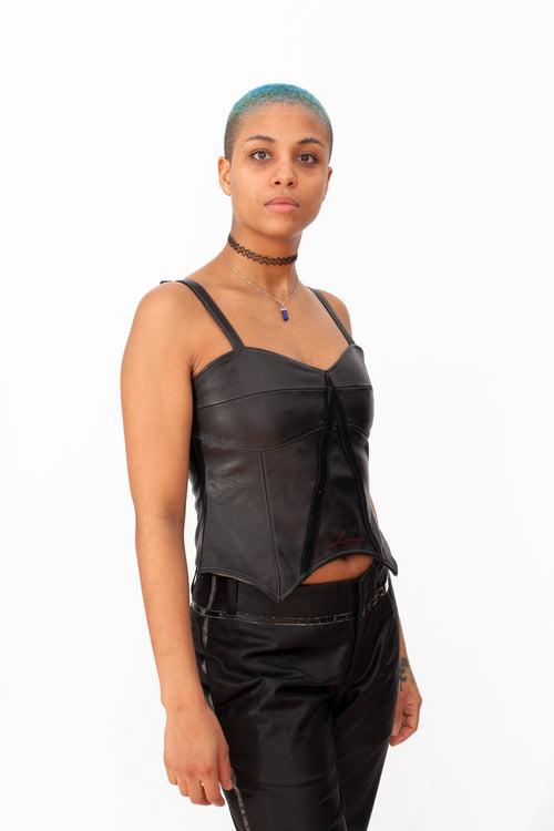 Vintage 90s Leather Strap Top
