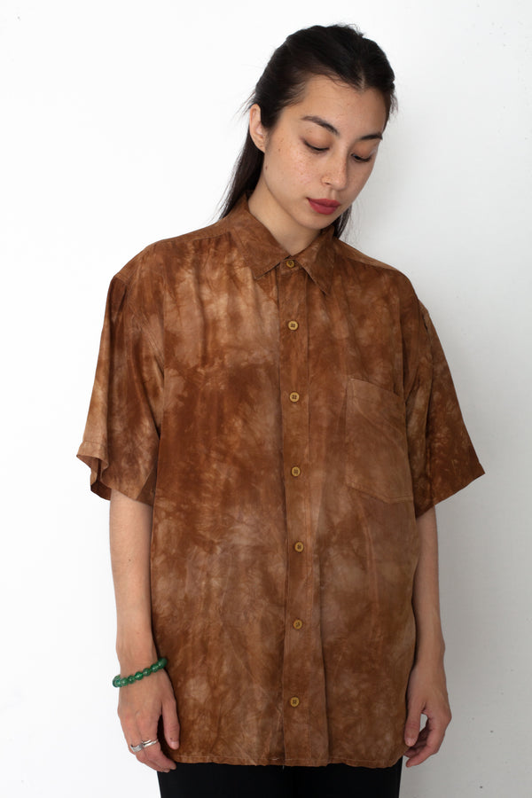 Vintage Brown Tie Dye Silk Shirt