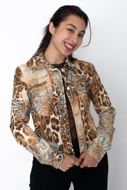 Vintage Y2K Luciano Pavarotti Leopard Print Jacket